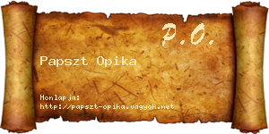 Papszt Opika névjegykártya